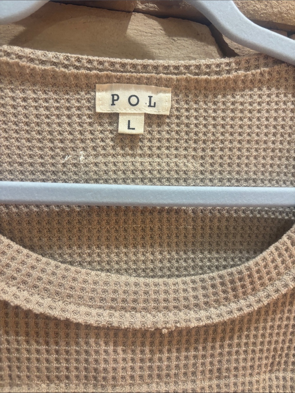 NEW POL Beige and Blue Colorblock Waffle Knit Pullover - Picture 3 of 7